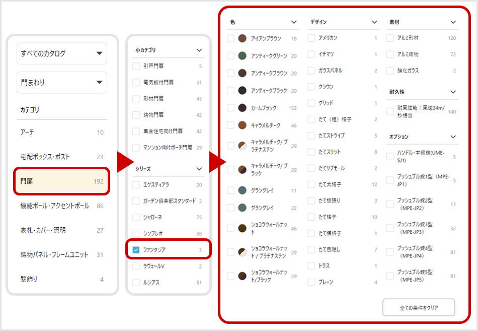 商品情報検索機能（絞り込み機能）